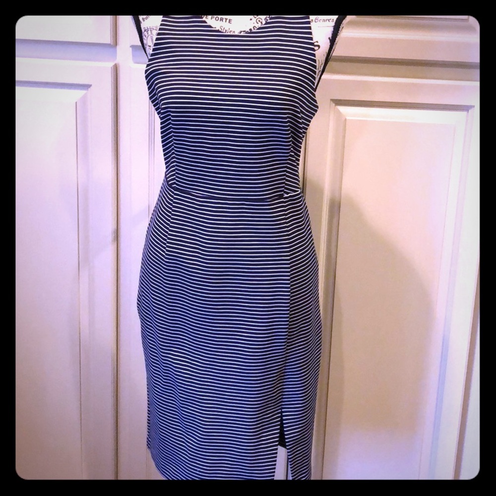 BR Navy & White Striped Dress